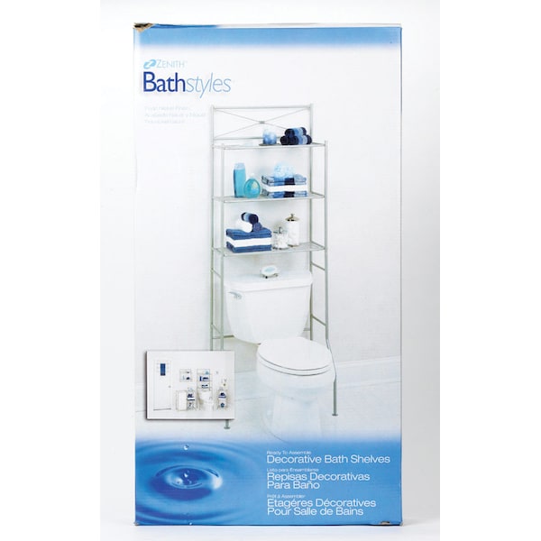 Zenith Metal Zenna Home Satin Nickel Silver Steel Bathroom Spacesaver 2523NN - main